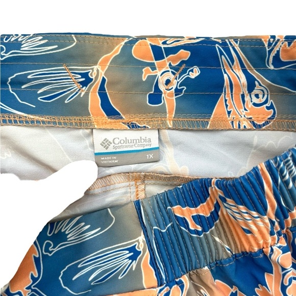 Columbia Women’s Board Shorts Size 1X Blue Orange Fish - Picture 3 of 4